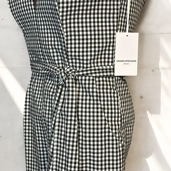 Amanda Uprichard Cherri Jane Jumpsuit Strapless Belted Black Gingham Large NWT - Picture 7 of 12